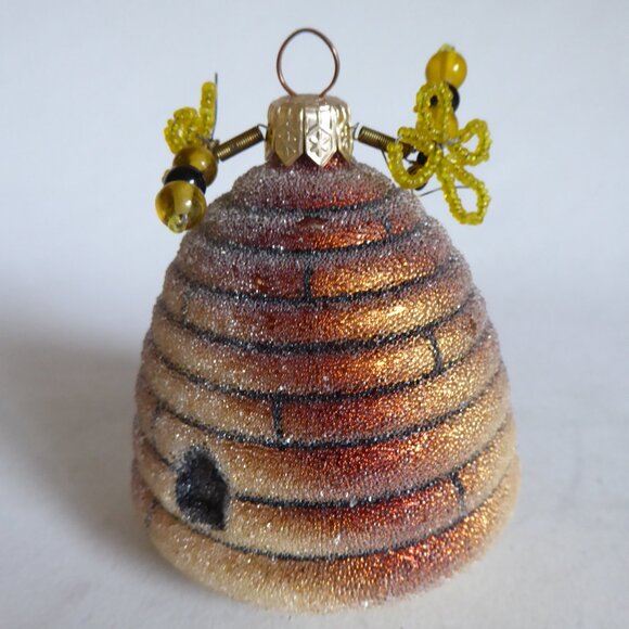 NEW VINTAGE SUGARED BEE HIVE HONEY BEE CHRISTMAS ORNAMENT SET DEPT. 56 - Picture 10 of 13